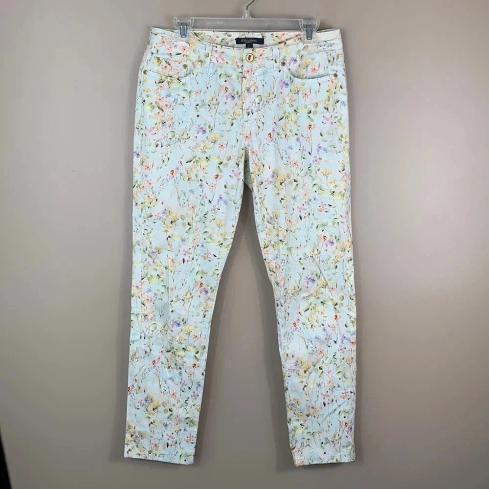 Brooks Brothers light blue floral Natalie fit pants sz 6